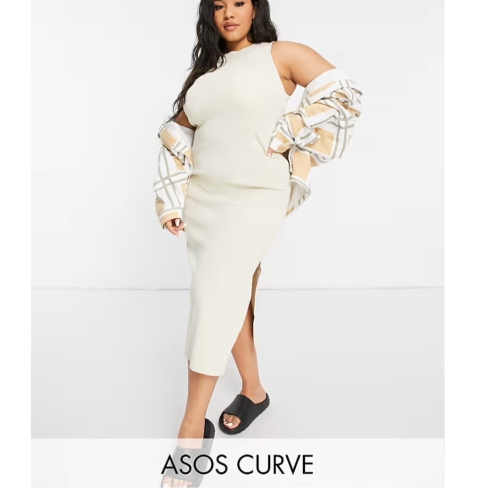 ASOS Curve Ivory Sleeveless Dress